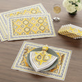 Encasa XO Dining Table Mats, Cotton Placemats, Cloth Napkins Set Yellow-03 Kafalo