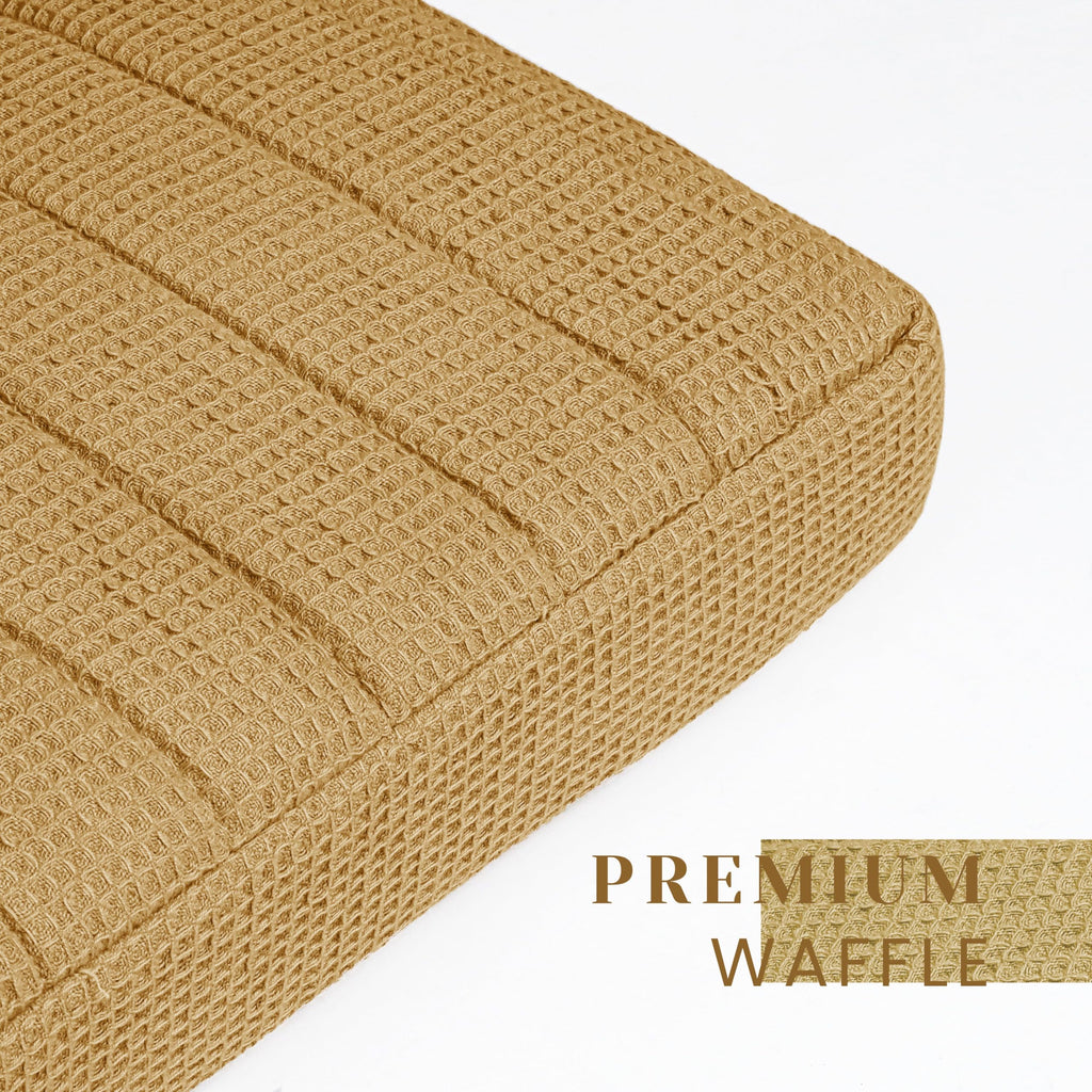 HOUSE OF ORLO Women's Cotton Quilted Aesthetic Tote Bags,Waffle Weave Handmade with Zipper & Double Handles for Women & Girls,Daily Use Handbag for College/Travel/Work (Beige)