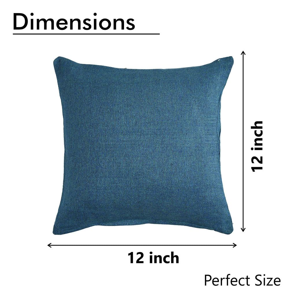 Yellow Weaves Jute Texture 250 TC Cushion Covers, 12 X 12 Inches, Multicolor, Set Of 5