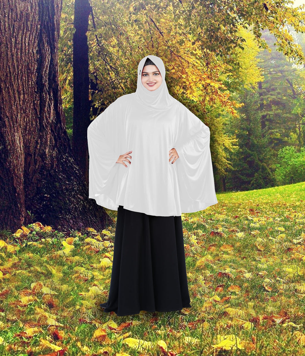Mehar Hijab's Women's Stylish Hijab Solid Polycotton Feel Good Fabric HANANA Sleeve Hijab Free Size (White)