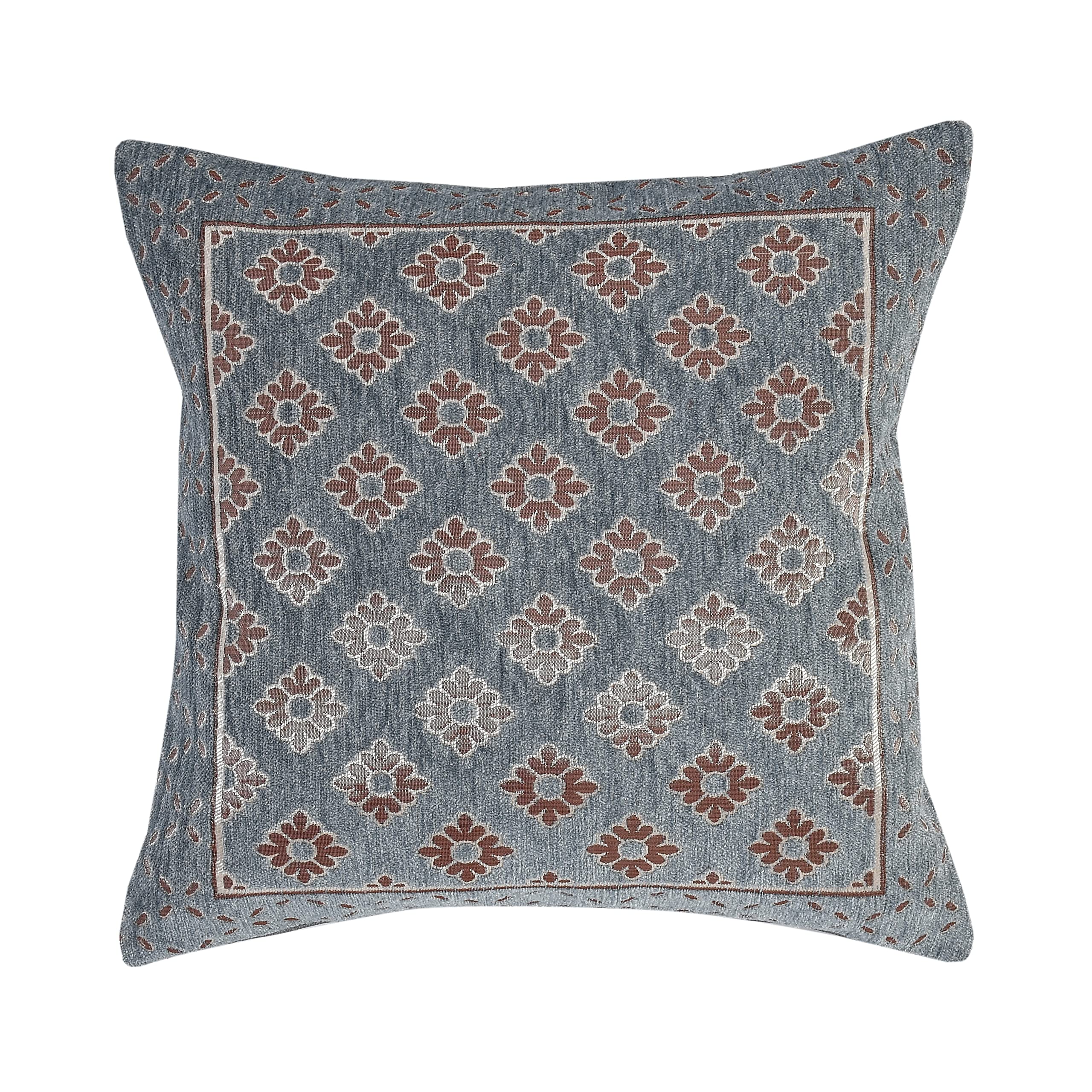 DECOMIZER Jacquard Geomteric Cushion Covers 16 Inch X 16 Inch Set Of 2 Ethnic Motifs 240 TC Cushion Covers,Design- Diamond,Color- Grey