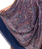 Naureen Women Faux Pashmina Kashmiri Jamawar Shawl, Warm and Soft, 40x80 inch (Navy)