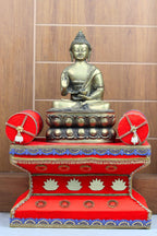Daedal crafters Ganesh Chaturthi Mandap for Home Decoration, Red Pooja Makhar with Lotus Design - 20x16x12 Inch, Tabletop Lightweight Ganpati Decoration Mandap for Festival, Diwali & Temple Decor