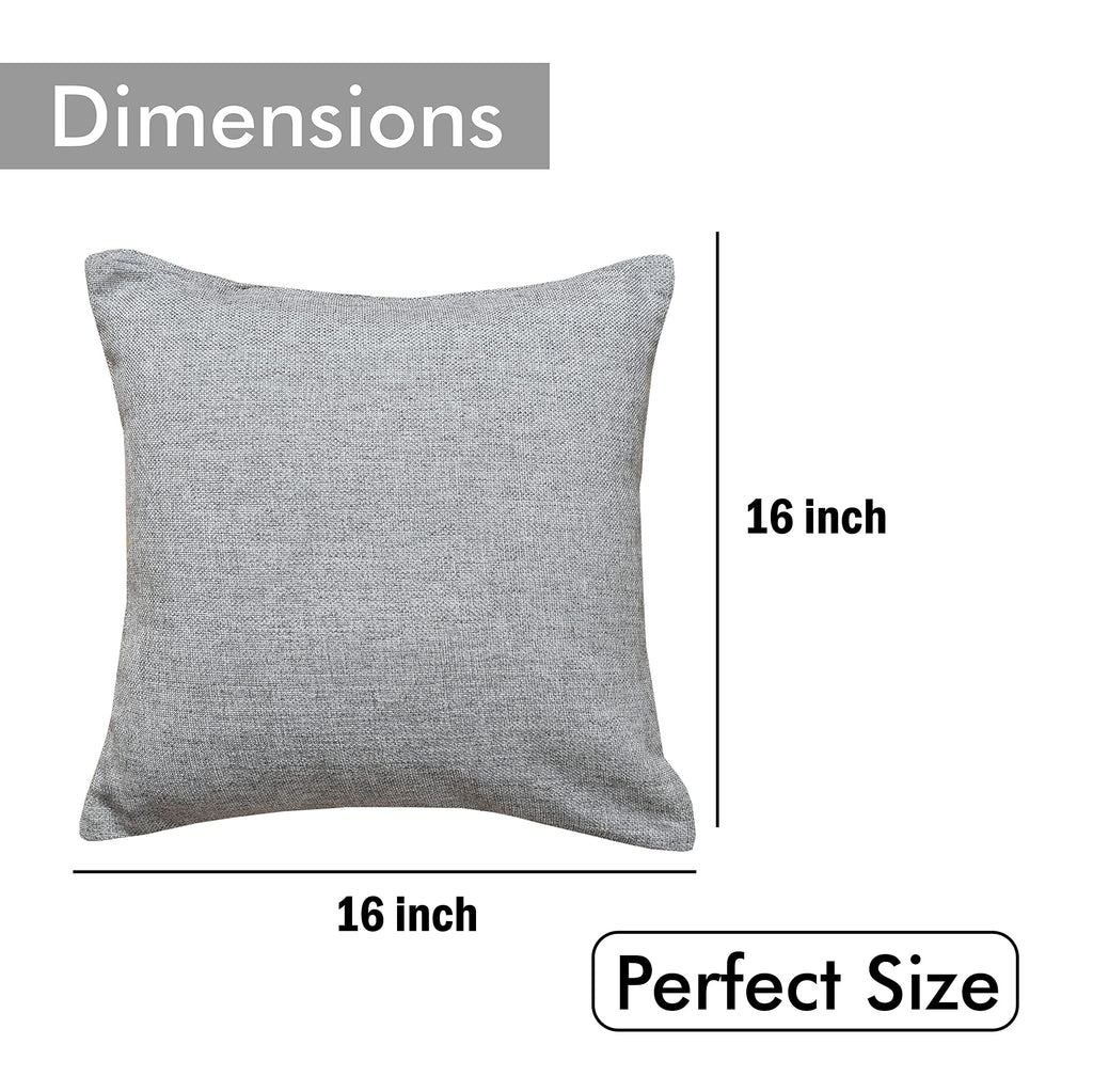 Yellow Weaves Jute Texture Cushion Covers, 16 X 16 Inches, Multicolour, Set of 5, 250 TC