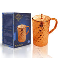 Indian Art Villa Diamond Design Copper Jug Pitcher with Brass Knob, Storage & Serving Water, Yoga Ayurveda Healing, Volume- 1500 ML