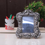 KridayKraft Aluminium Rose Flower Photo Frame with Silver-Plated Design Useful for Boys and Girls Home Decor, Wall Decor, Gifting and Showpiece (Silver, 24X19 CM)