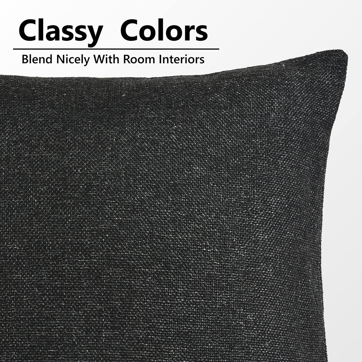 Yellow Weaves Jute Texture 250 TC Cushion Covers, 12 X 12 Inches, Black, 1 Piece