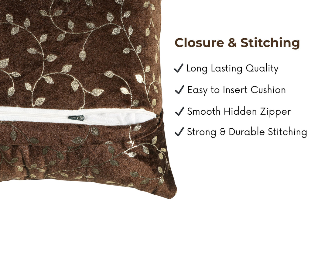 RD TREND® Premium Velvet Cushion Covers Set of 5 | Soft Decorative Throw Pillow Covers for Sofa, Bed & Living Room | Cushion Cover 18 inch x 18 inch (45x45 cm) Chocolate Brown