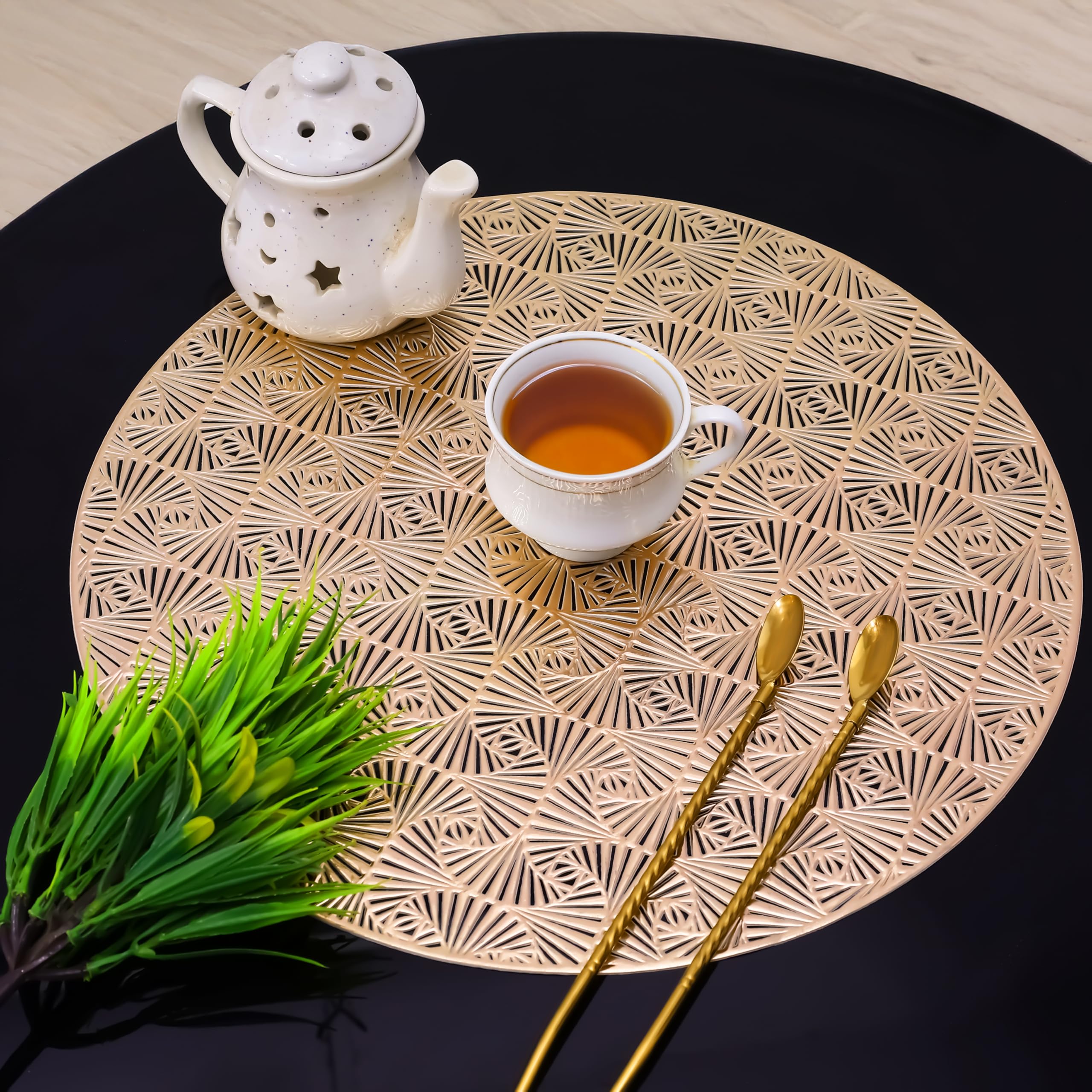 Wings Star Round Placemats | Dining Table Mats Round Placemat for Dining Table | Tableware Decor | Heat-Resistant | Placemats for Cakes & Desserts | Kitchen Placemat | Set of 8 Kafalo