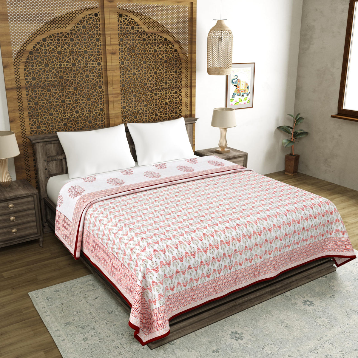 BLOCKS OF INDIA 100% Cotton Dohar King Size Reversible Hand Block Printed Malmal Summer Dohar/Blanket (Color 4) Kafalo