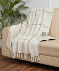 SASHAA WORLD Natural Multi Grid Patterned Handwoven Cotton Throw | Ideal for Your Home, Living Room, Sofa, Bed, Chair, Picnic & Used for Gift | 130X160 Cm, 100 Tc Kafalo