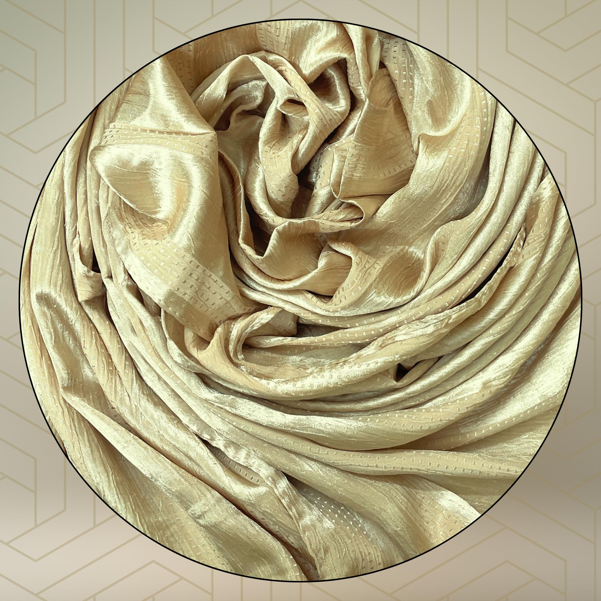 FAHABO Scarf Woman Premium Self-Woven Satin Silk Scarves | Hijab Scarf | Headscarf | Neck Scarf | Stoles | Wraps (Blanched Beige)