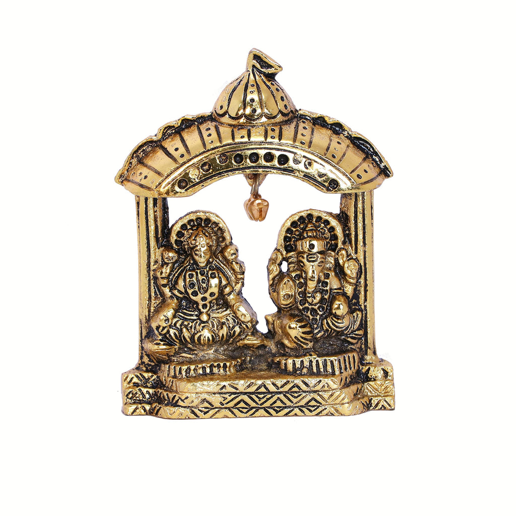Kridaykraft Metal Laxmi Ganesh Idol Decorative Murti Temple Frame Metal Statue for Pooja & Decor Your Home, Office, Decorative Showpiece Figurines