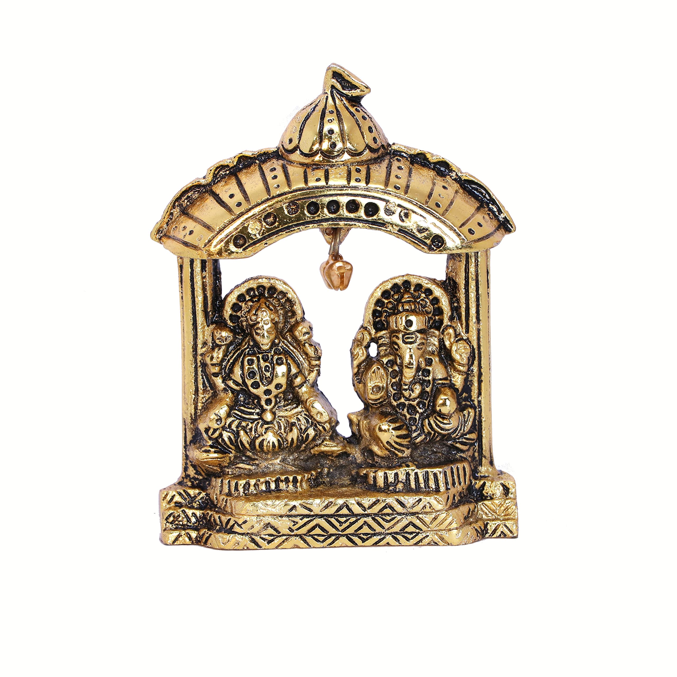 Kridaykraft Metal Laxmi Ganesh Idol Decorative Murti Temple Frame Metal Statue for Pooja & Decor Your Home, Office, Decorative Showpiece Figurines