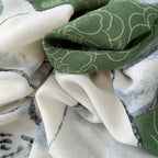 CrossKulture Offwhite & Green Viscose Scarf | Lightweight & Long Stole - Stylish Design | Neck & Head Scarf for Women & Girls | All Season Accessory