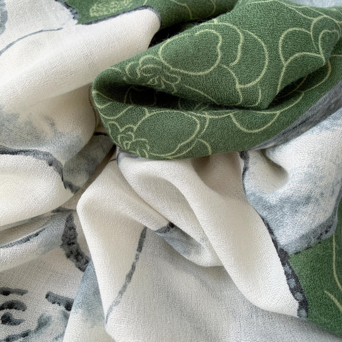 CrossKulture Offwhite & Green Viscose Scarf | Lightweight & Long Stole - Stylish Design | Neck & Head Scarf for Women & Girls | All Season Accessory