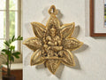 KridayKraft Metal Ganesha Wall Hanging, Golden Finish, Star Shaped Decorative, 30 cm Height, 26 cm Width, 550 GM