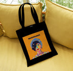 TrendoPrint Eco-Friendly Printed Black Tote Bag 14 x 16 inch with Makeup Pouch for College, Shopping and Travelling (TB148)