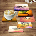 Artvibes Printed MDF Wooden Coasters for Home and Kitchen | Dining Table Decor | Square Coasters | Kitchen Decorative Items | Table Decoration | Home Decor (Set of 6 | 4x4 Inch)(Quotes) TC_2012