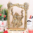 KridayKraft Metal Gold Plated Radha Krishna Idol on Swing Jhula Decorative Showpiece Figurine Religious Idols for Home Office Statue Murti for Decoration & Pooja Gifting Purpose Sculpture