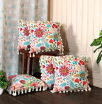 ishro home Premium Cushion Cover 18 inch x 18 inch | Set of 5 – Soft European Standard Fabric, Frill Design, Machine Washable | (5, Sun Garden, 18x18 Inch)