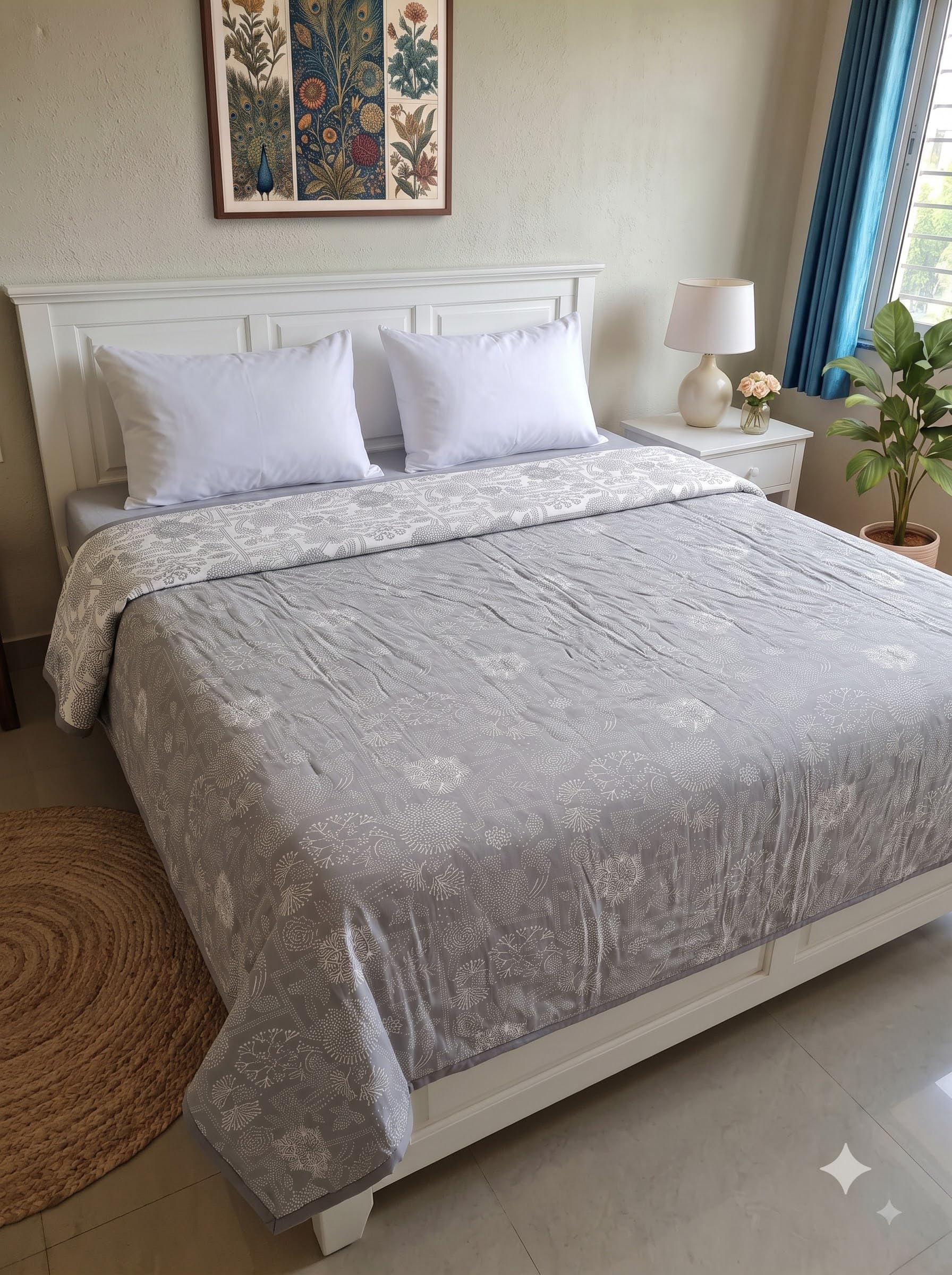 Mafatlal Sparsh Double Bed Cotton Dohar, 150 GSM Malmal Cotton, Reversible AC Blanket, Ultra-Soft & Breathable Cotton Blanket for All-Season Use, 210 x 240 Inch, Kafalo