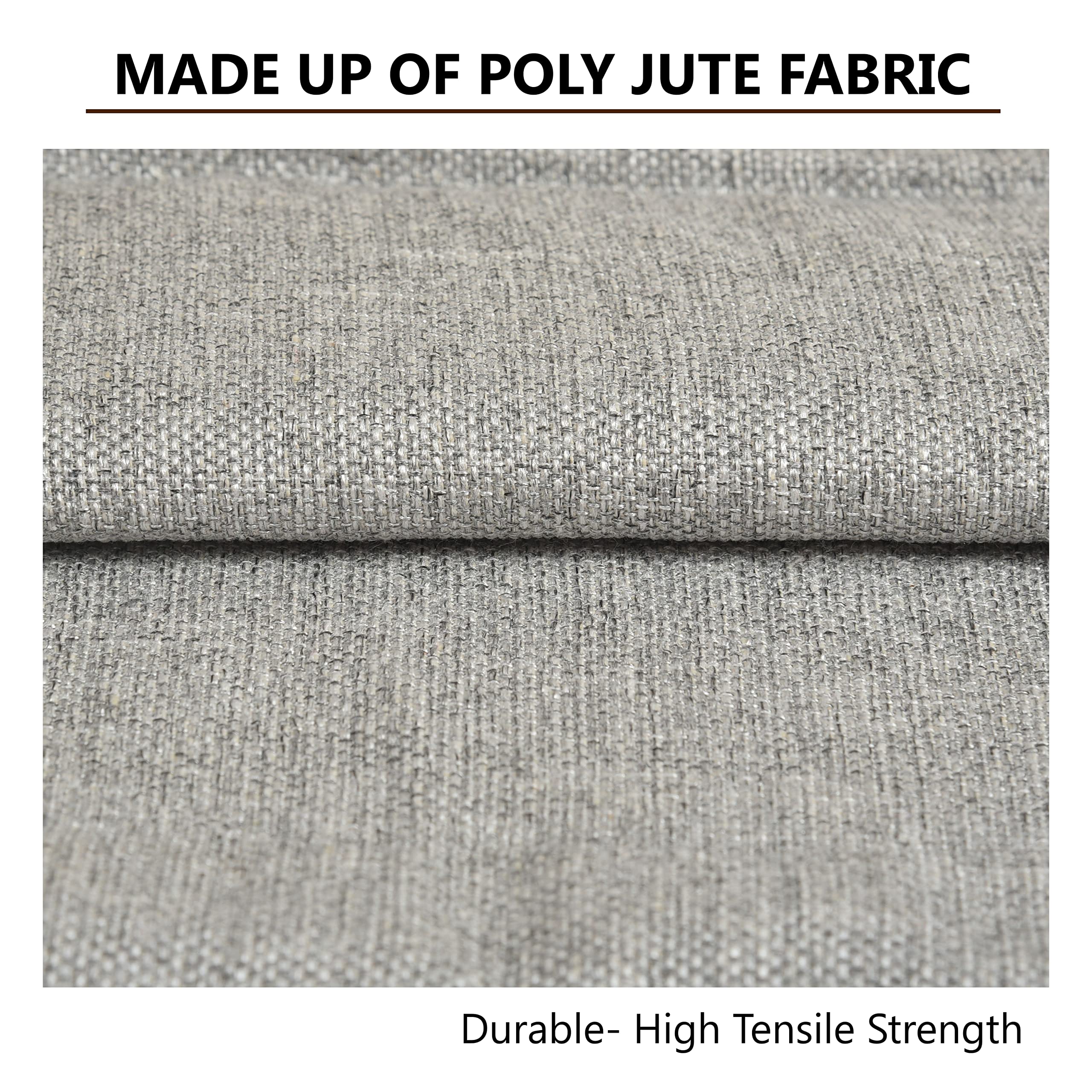 Yellow Weaves Jute Texture 250 TC Cushion Covers, 24 X 24 Inches, Grey, Set Of 3
