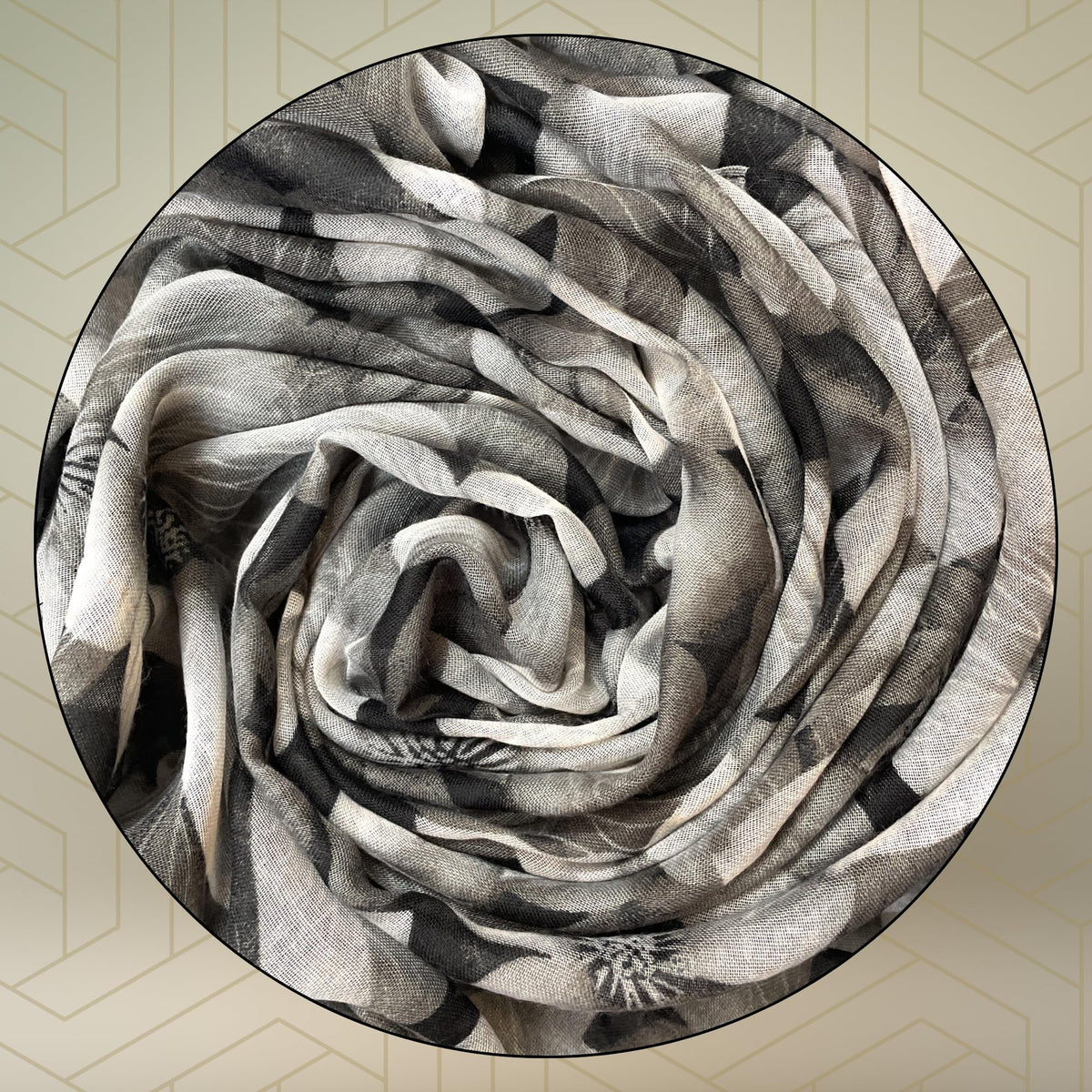FAHABO Digital Print Mal Mal Cotton Scarf for Women – Soft, Lightweight Hijab & Stole with Tassels | Head/Neck Wrap Size: 71 L x 33 W (Onyx Grey)