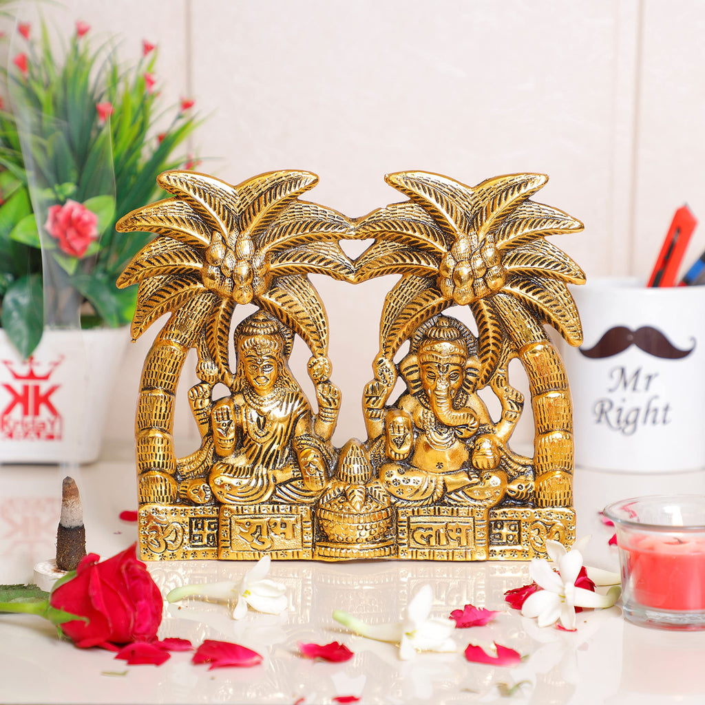 KridayKraft Metal Laxmi Ganesh Statue/Murti for Pooja Room & Home Office Décor,Laxmi Ganesha Idol for Diwali Gift,Religious Idol Showpiece Figurines Decorative & Diwali Poojan...