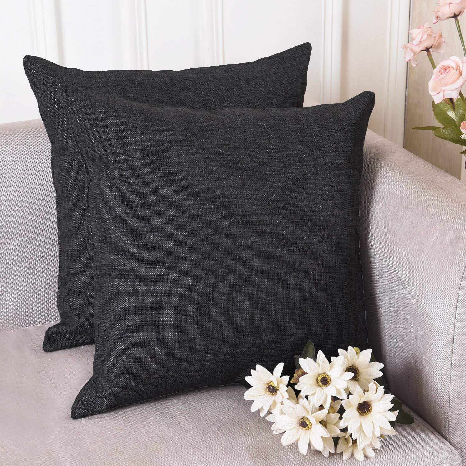 Khooti Jute Cushion Cover, 22x22 (Dark Grey)(Pack of 5)