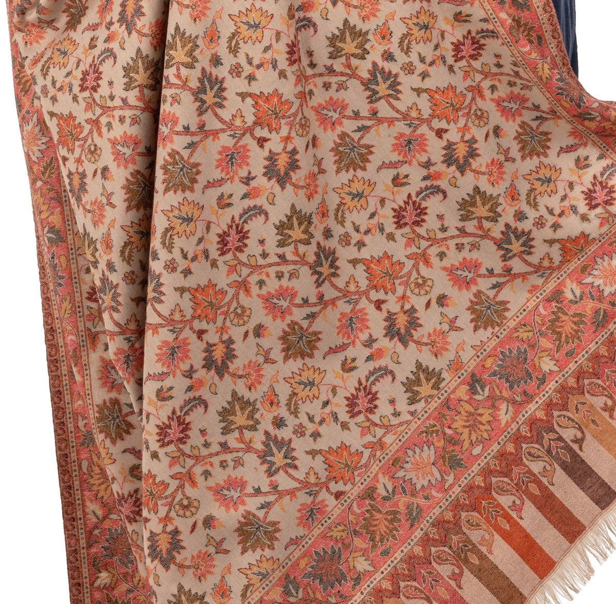 Naureen Women Faux Pashmina Shawl with Floral Artwork, Warm and Soft, 40x80 inch