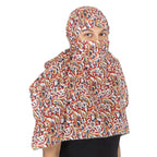 DEEPNYRA - LIVING STYLE Female Cotton Scarf Face Full Covering With Mask Head Hair Wrap Sun Protection For Women Printed Square All Season Wear (MARRON), Maroon