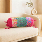 SAJAVAT HOME Printed Multicolour Bolster Cover | 32x15 Inch Round Side Pillow Covers with Adjustable Ties | Stylish Diwan Cushion Covers for Sofa, Bed & Couch Pack of 1