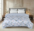 A HOMES GRACE Reversible Dohar Comforter for Single Size Bed (160x220 cm)|Lightweight AC Blanket Quilt with Sky Blue with Floral Print|Microfiber Soft Bedding for Home & Travel use Kafalo