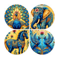 Artvibes Traditional Animal Wooden Art Decoration Item for Living Room | Festive Decor Art | Wall Art Painting For Hall | Graphic Artwork | Wall Illustrations | Gift Items (WH_8467N), Set of 4