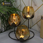 Tuxédo 3pc Ancient Bronze - Gold Glass Candle Holders - 3- Candlesticks Holders Gold Glass Candle for Home Decoration Dinning Table Decoration Candle Wedding Holiday Décor