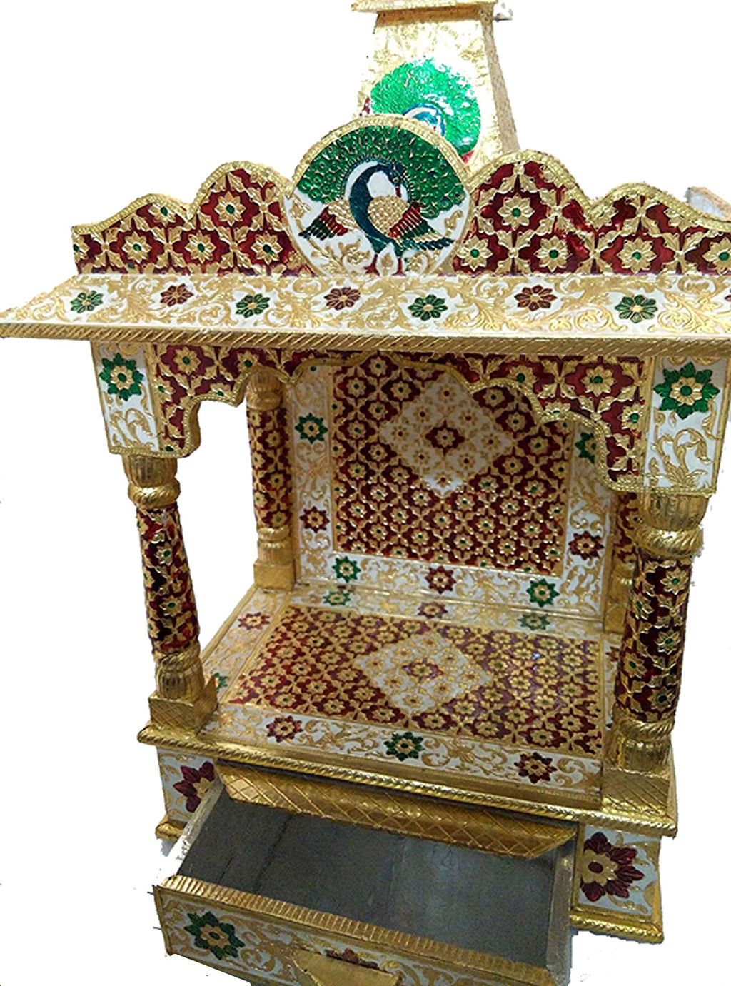 primium quality Golden meenakari Temple Home Temple Mandir/Ghar mandir/Pooja mandir ( 14 inch Length)