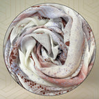 FAHABO Scarf Woman Floral Print Premium Mal Mal Textured Cotton Scarves with Tassels | Hijab Scarf | Headscarf | Neck Scarf | Stoles | Wraps | Size 71 L x 33 W (Elegance Purple, Peach)