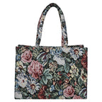 ENSAC Premium Cotton Tote Bag for Women, Stylish Handbag for women with Zip Closure | Fit for Office Bag, College, Travel Use | Handcrafted in India (Cutwork-tote-big) (Green-Floral)