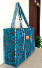 Free Spirits Minimalist Cotton Tote bag for Women | Shoulder Bag |Shopping bag | Reusable Grocery Bags | Eco friendly Bags| Stylish Quilted hand Bag |Vegan Tote Bag |Weekend Bag (BASE Blue AND PINK)