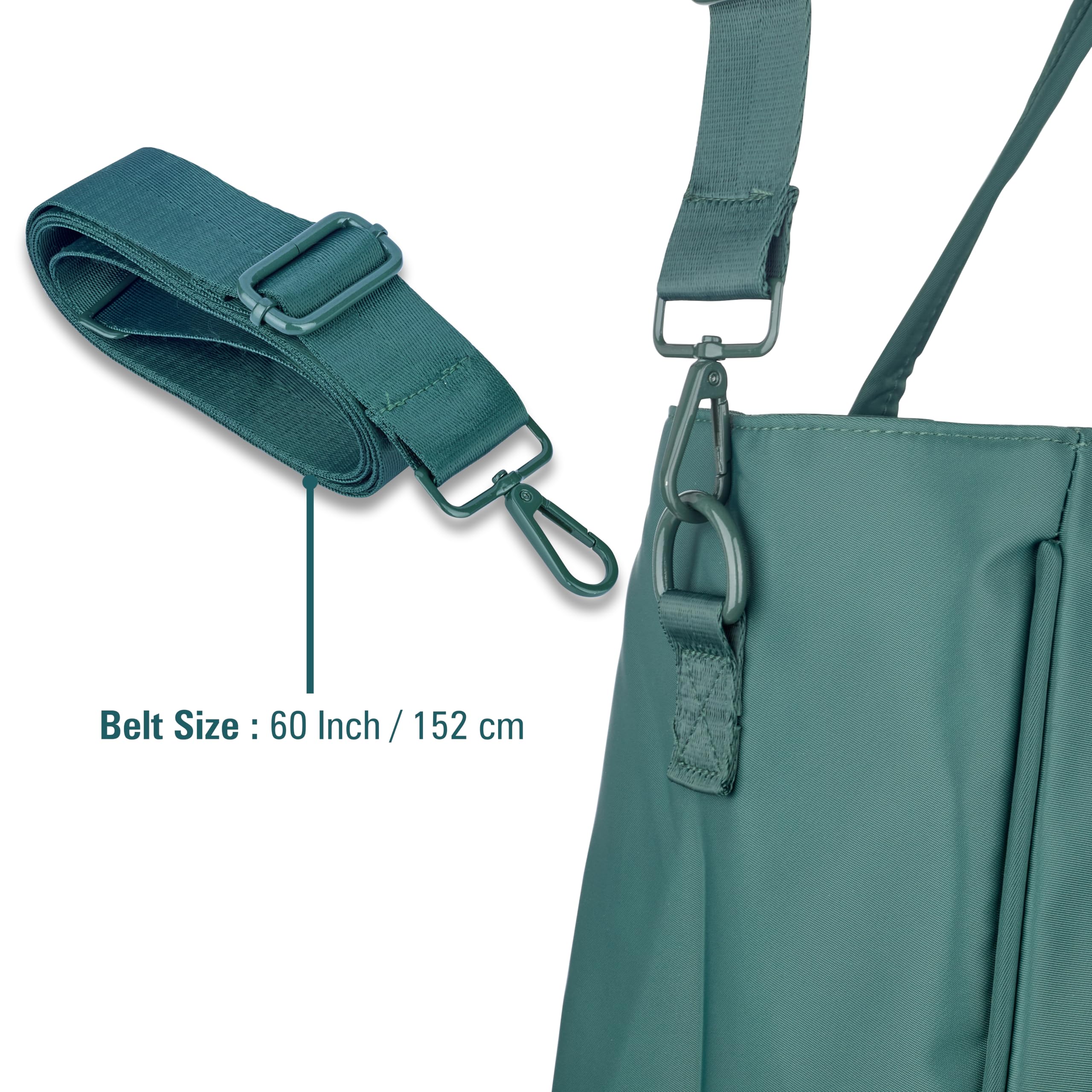 Women’s Tote Bag with Zipper & Adjustable Shoulder Strap – Lightweight Large Handbag for Work, Travel & Daily Use (GREEN)
