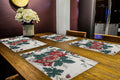 PRAKARTIK BY INDUARTS Rose Floral Eco-Friendly Cotton Dining Table mats – Reusable, Machine Washable, Everyday Use Red Rectangular Placemats, Set of 4 (33x47 cm) Kafalo