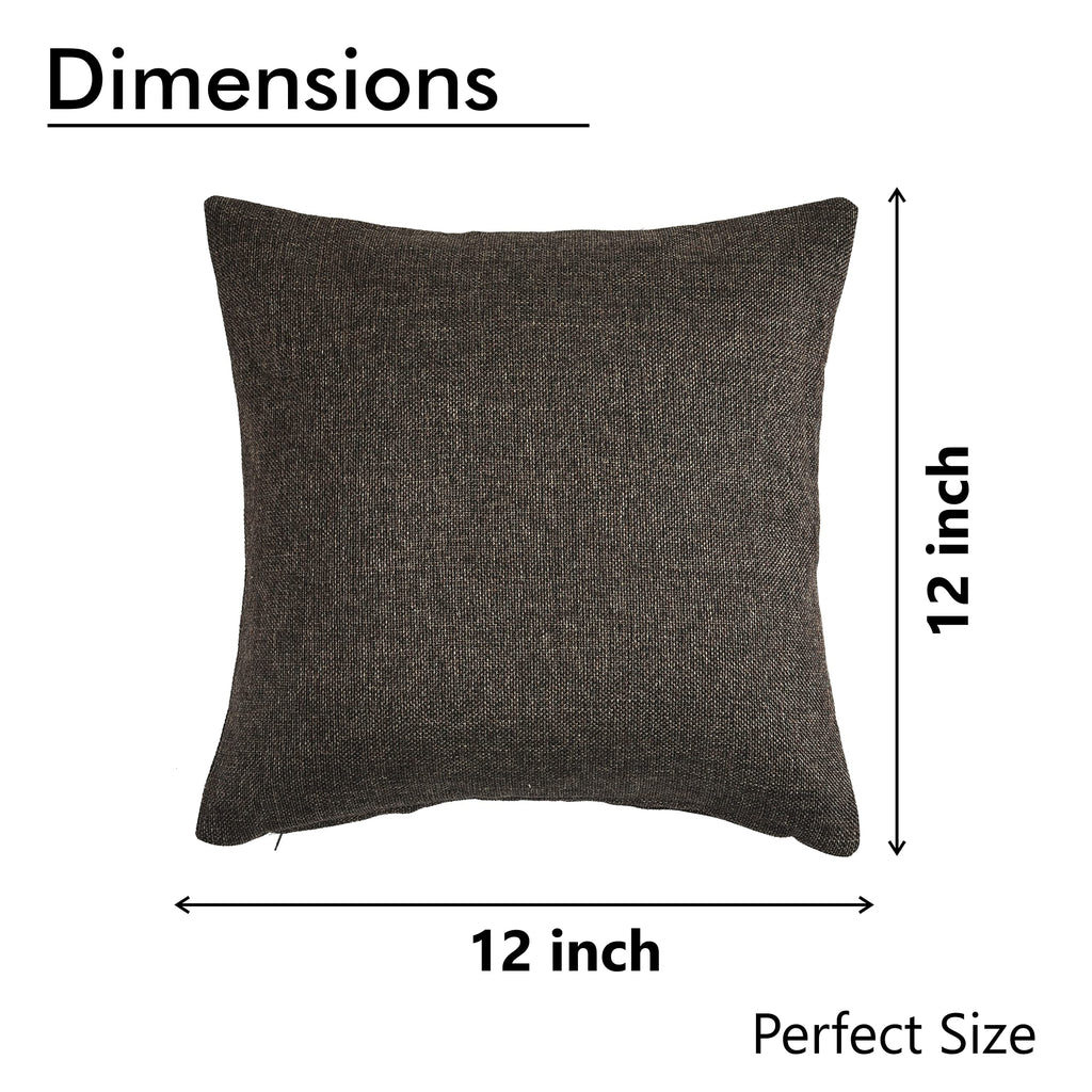 Yellow Weaves Jute Texture 250 TC Cushion Covers, 12 X 12 Inches, Brown, 1 Piece