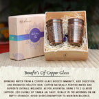 RUSTIC RELICS Pure Copper Handcrafted Glasses Set with Gift Box Set of 4 Antique Etching Design for Ayurveda Wellness | Elegant Ayurvedic Benefits | Perfect and Premium Gifting Hamper - 250ml