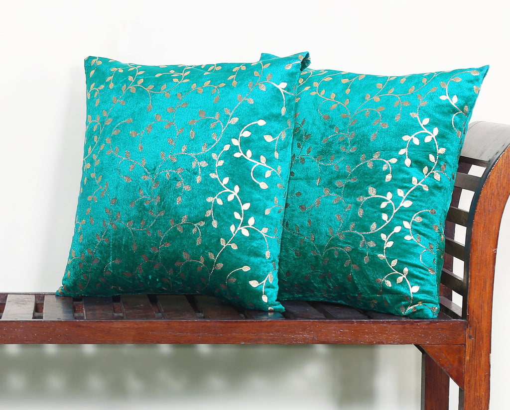 RD TREND Velvet Cushion Covers, 40 x 40 cm/16 x 16 inches, Pack of 2,250 TC, Side Zipper (Sea Green)