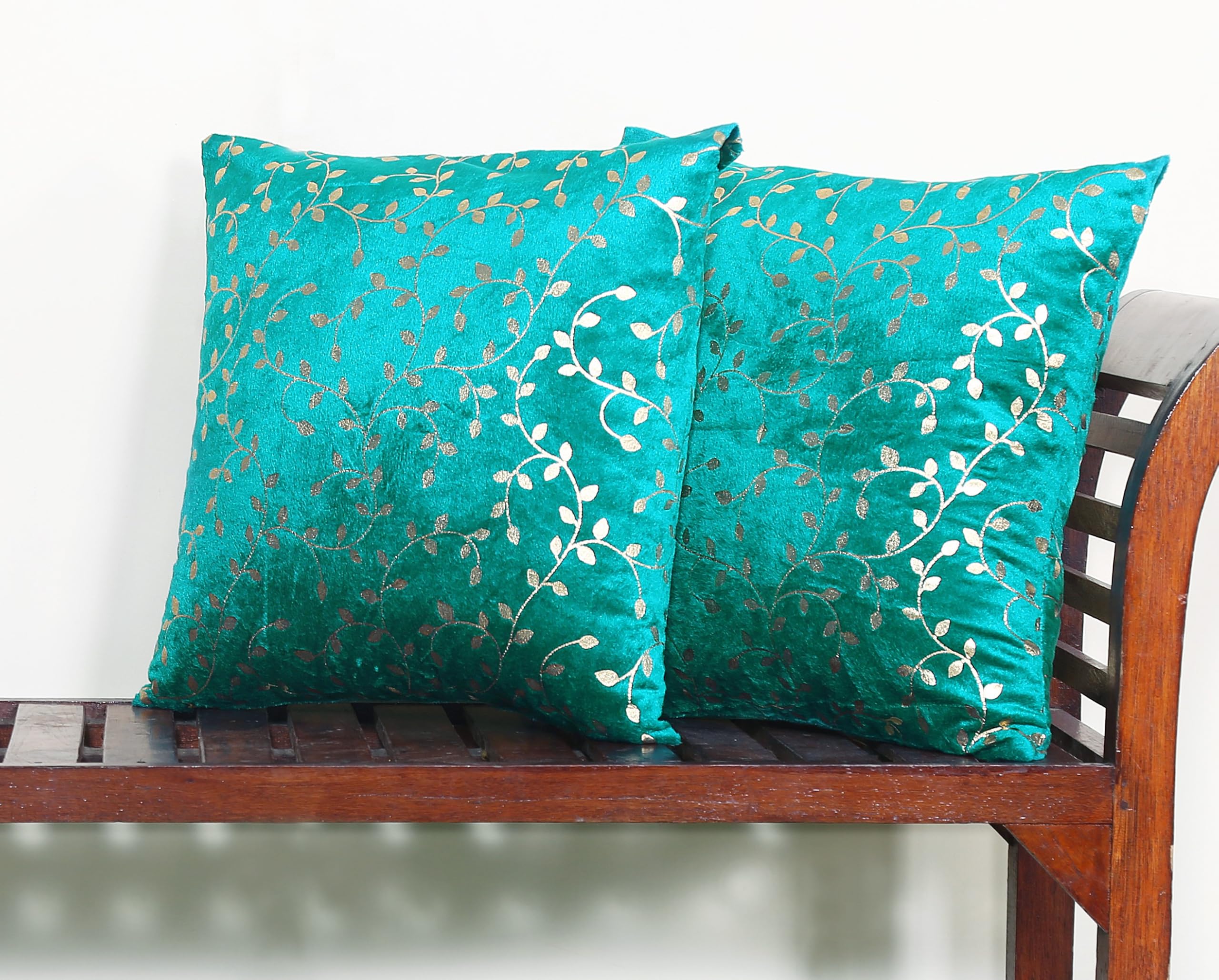 RD TREND Velvet Cushion Covers, 40 x 40 cm/16 x 16 inches, Pack of 2,250 TC, Side Zipper (Sea Green)