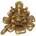 Prince Home Decor & Gifts Metal Ganesh Gold Polish Leaf for Home Decor and Gift Purpose(12 x12 x 8 cm)