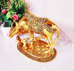 KridayKraft Kamdhenu Cow,Calf with Bal Gopal Krishna Metal Statue for Good Luck,Feng Shui As Table Top Figurine,Vastu,Religious Gau MATA Idol