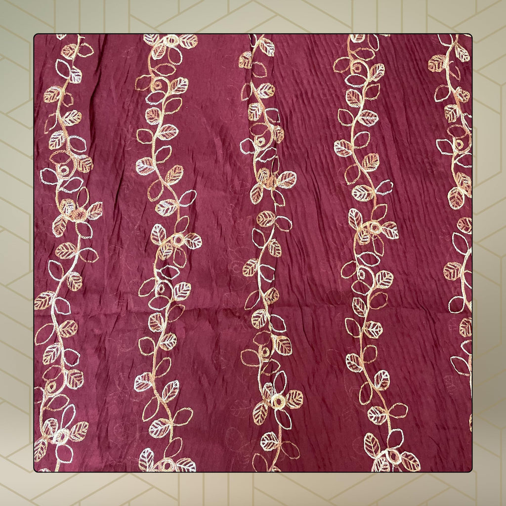 FAHABO Scarf for Women Stylish Pleated Viscose Cotton with Embroidery and Tassels | Hijab Scarf | Stole | Soft, Lightweight, and Latest Scarves | 72 x 33 Inches (Cherry Maroon)