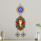 Artvibes Siddhivinayak Wall Hanging with Evil Eye Protection for Home Decor | Nazar Dosh Removal Hanging for Entrance Temple Bedroom Office | Spiritual Vastu Lucky Charm Decorative Gift (WH_8565N)